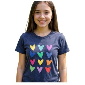 Primary 100 % cotton Navy Heart Print T-Shirt size 14